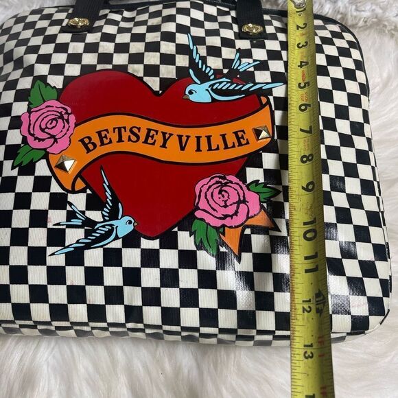 Betsey Johnson Laptop Case padded Protection Synthetic Black &White Checked - Picture 7 of 13
